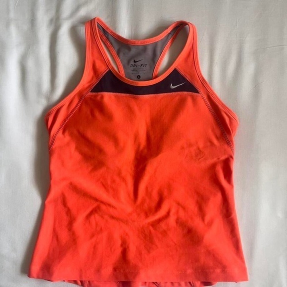 Y2k Nike Racerback Tank Top Womens Sz L Orange Sporty Running Yoga - Picture 3 of 8
